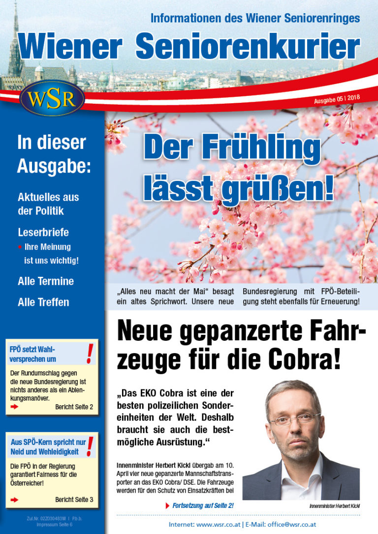Der Seniorenkurier Mai 2018 ist da!