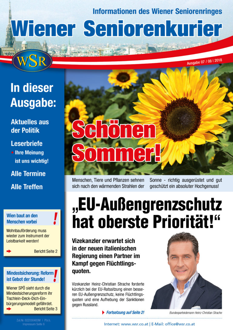 Der Seniorenkurier Juli / August 2018 ist da!