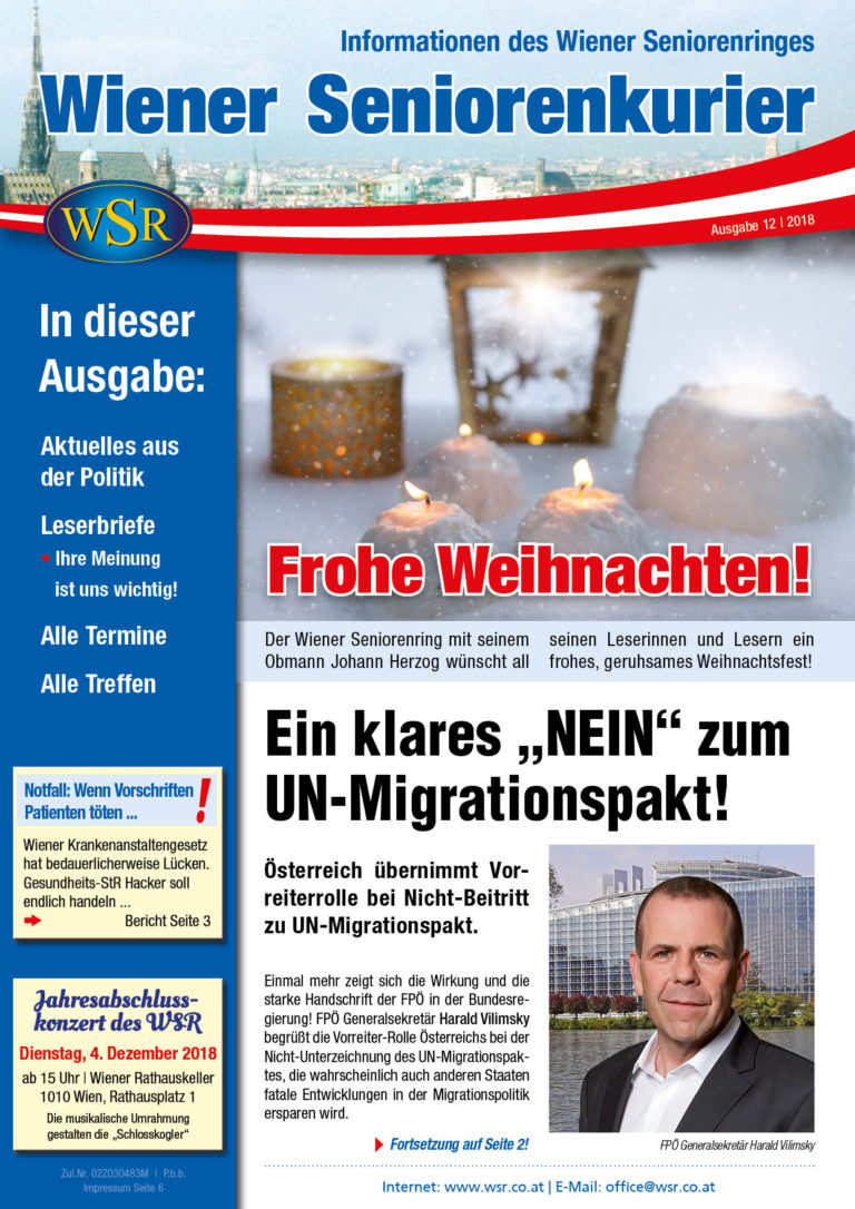 Der Seniorenkurier Dezember 2018 ist da!
