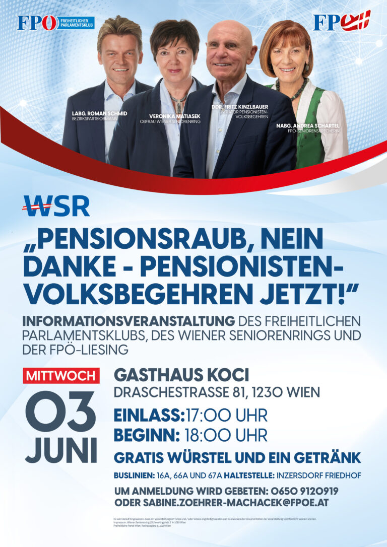 Pensionsraub NEIN DANKE – Pensionistenvolksbegehren JETZT!